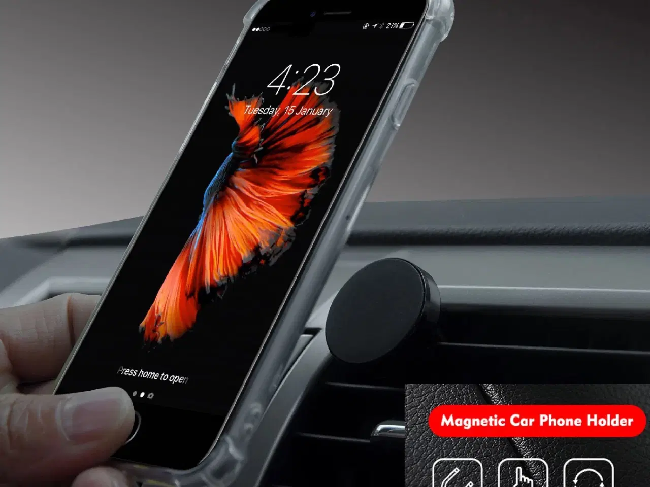 Billede 2 - Magnetisk Mobilholder til Bil – Universal