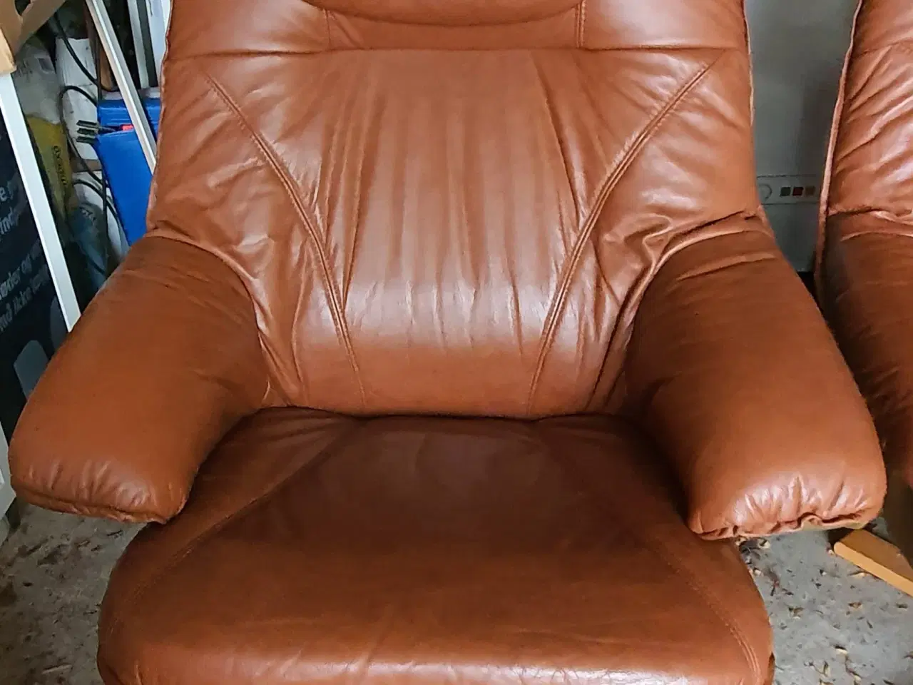 Billede 1 - LæderLænestole/Fodskammel