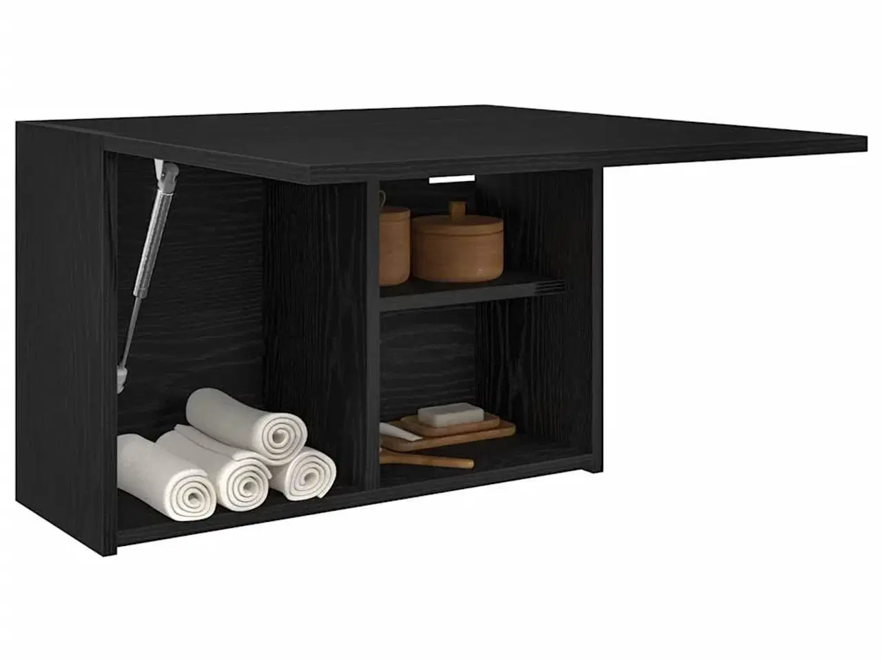 Billede 1 - Væghængt badeværelsesskab 60x25x40 cm konstrueret træ sort