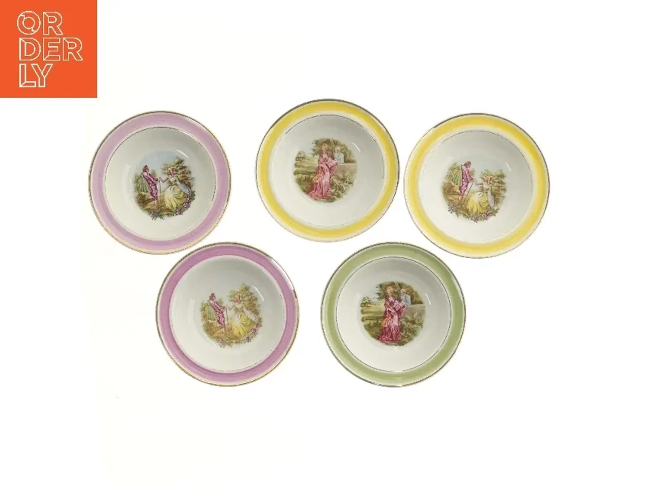 Billede 1 - Dekorative skåle med romantiske motiver fra Arabia (str. 5 stk Ø 17 cm)