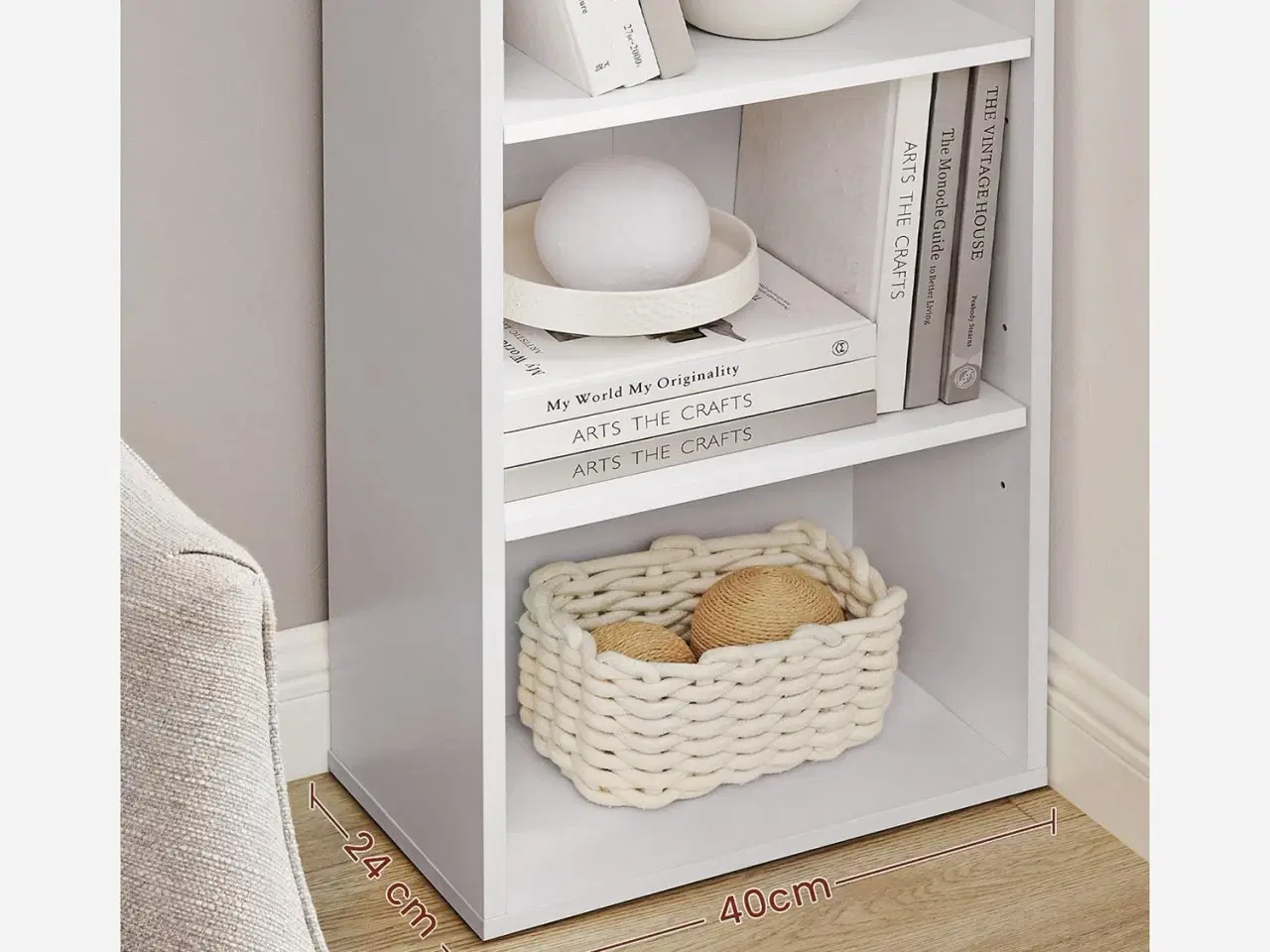 Billede 4 - Bogreol med 6 hylder skandinavisk, 40 × 24 × 178,5 cm, hvid