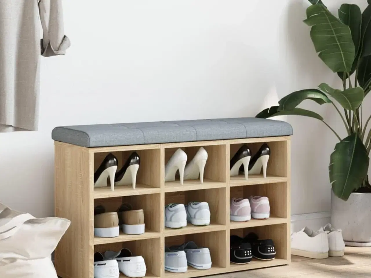 Billede 3 - Skobænk Sonoma eg 82x32x50 cm konstrueret træ