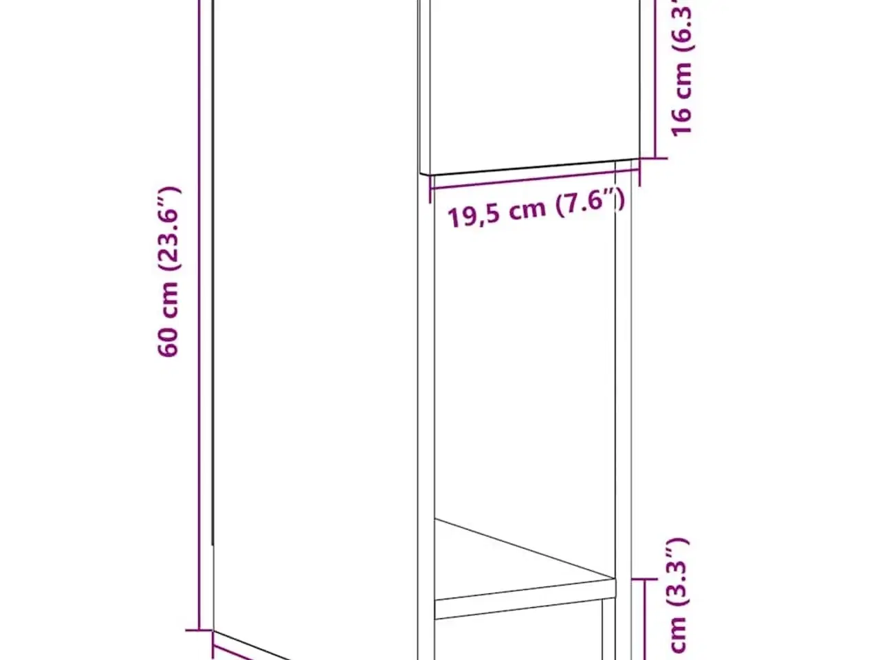 Billede 11 - Sengebord med skuffe 20x36x60 cm hvid