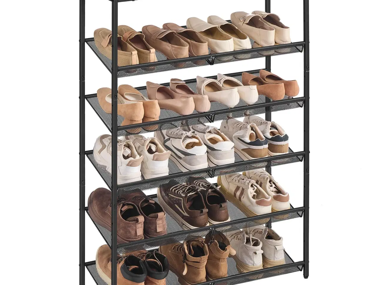 Billede 1 - Skoreol med 6 hylder – justerbar fritstående organizer til entré, brun/sort