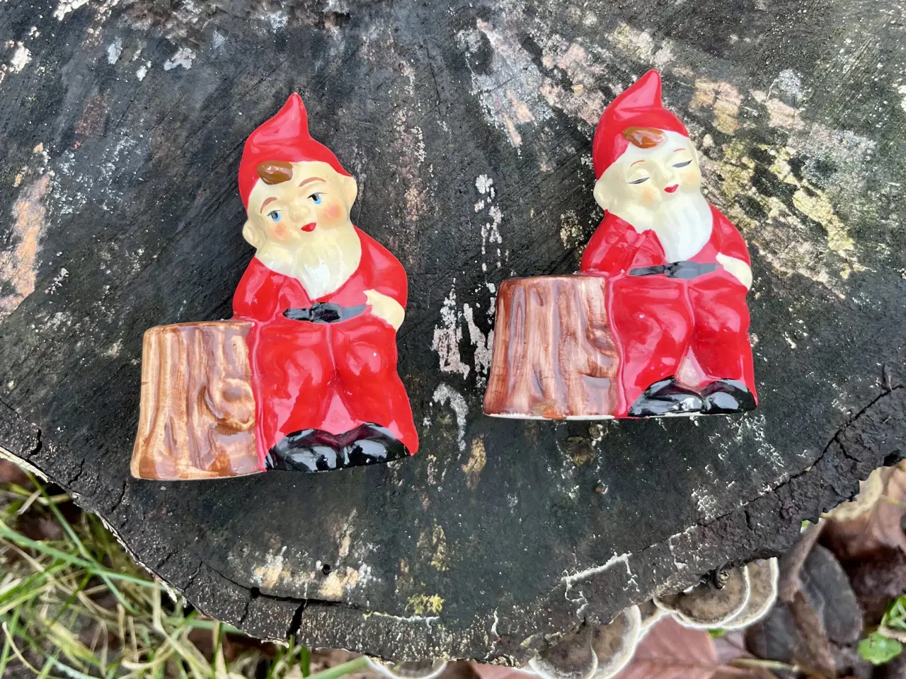 Billede 7 - Søde gamle keramik nisser / nisse lysestager