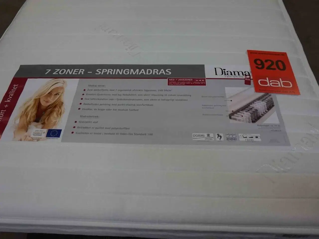 Billede 2 - Diamant 7-zoners springmadras 90x200x19 cm