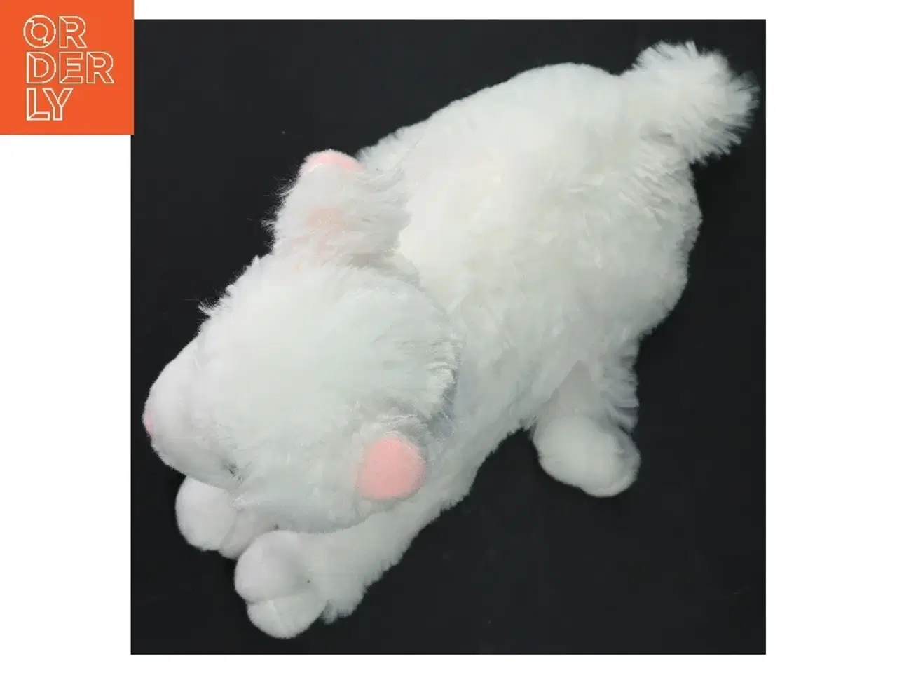 Billede 5 - Hvid plyskanin med blåt bånd fra Lambi (str. 24 x 11 cm)