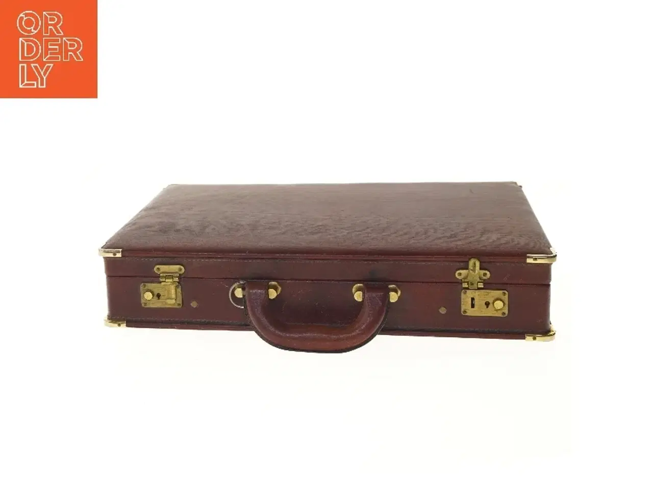 Billede 1 - Brun læderkuffert (str. 44x31,5 cm)