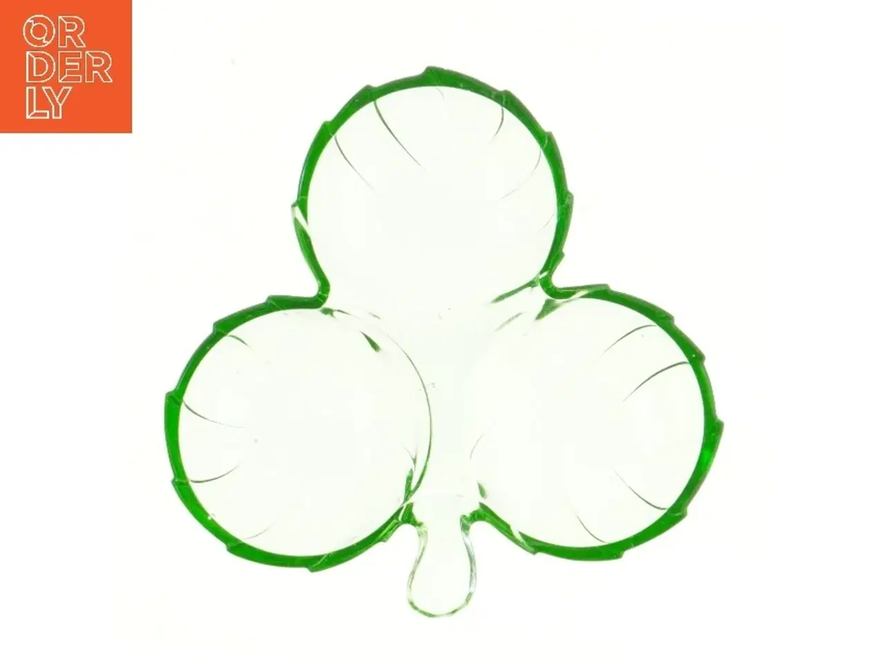 Billede 1 - Grøn glasfade, tre sektioner (str. 21,5x22 cm)