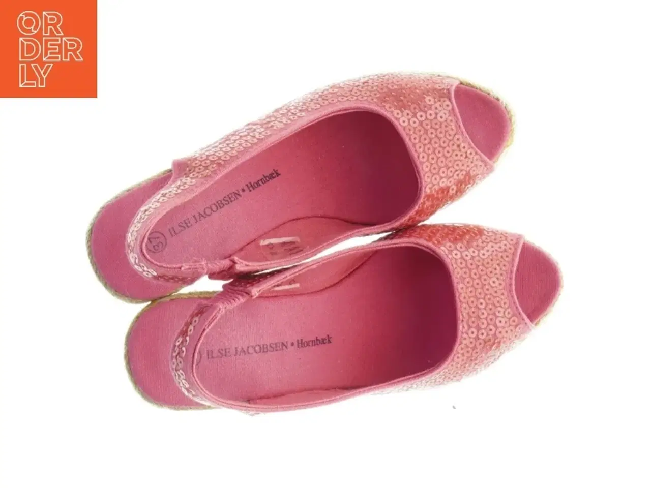 Billede 5 - Røde stof wedges sandaler med palietter fra ILSE JACOBSEN Hornbæk (str. 37)