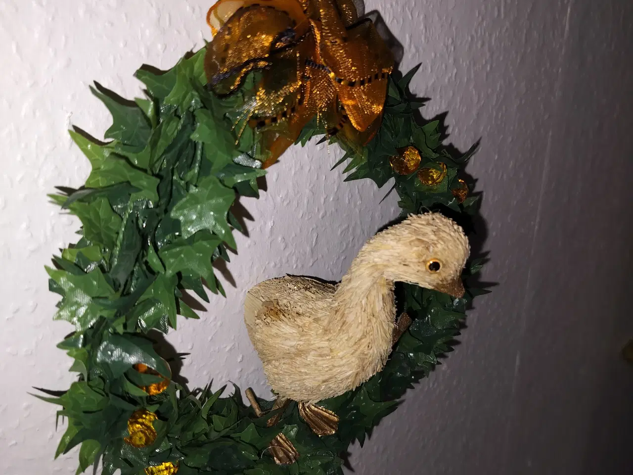 Billede 2 - Påskepynt retro ophængs krans med kylling