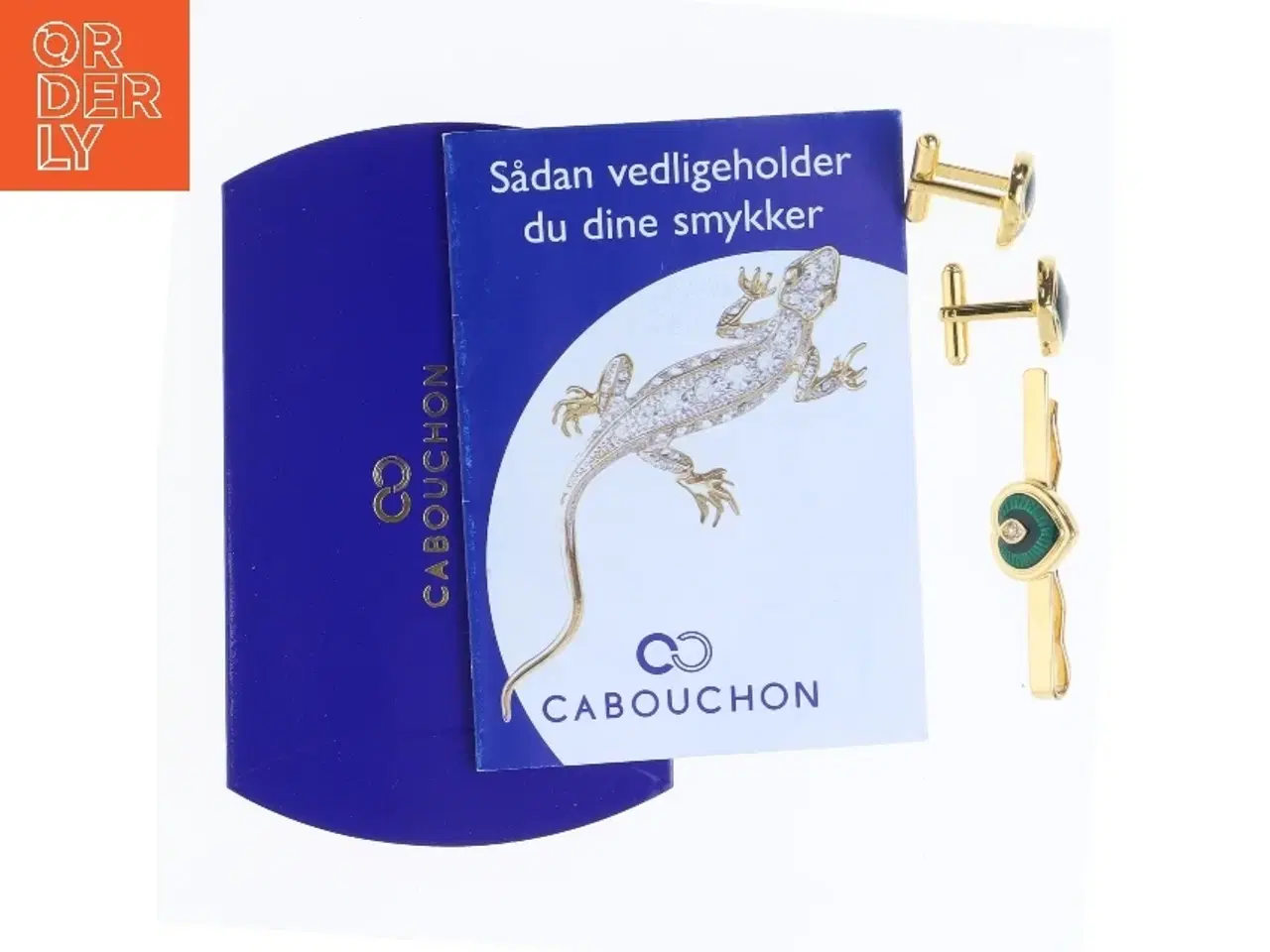 Billede 1 - Cabochon manchetknapper og slipsenål fra Cabochon (str. 5,5 & 2 cm)