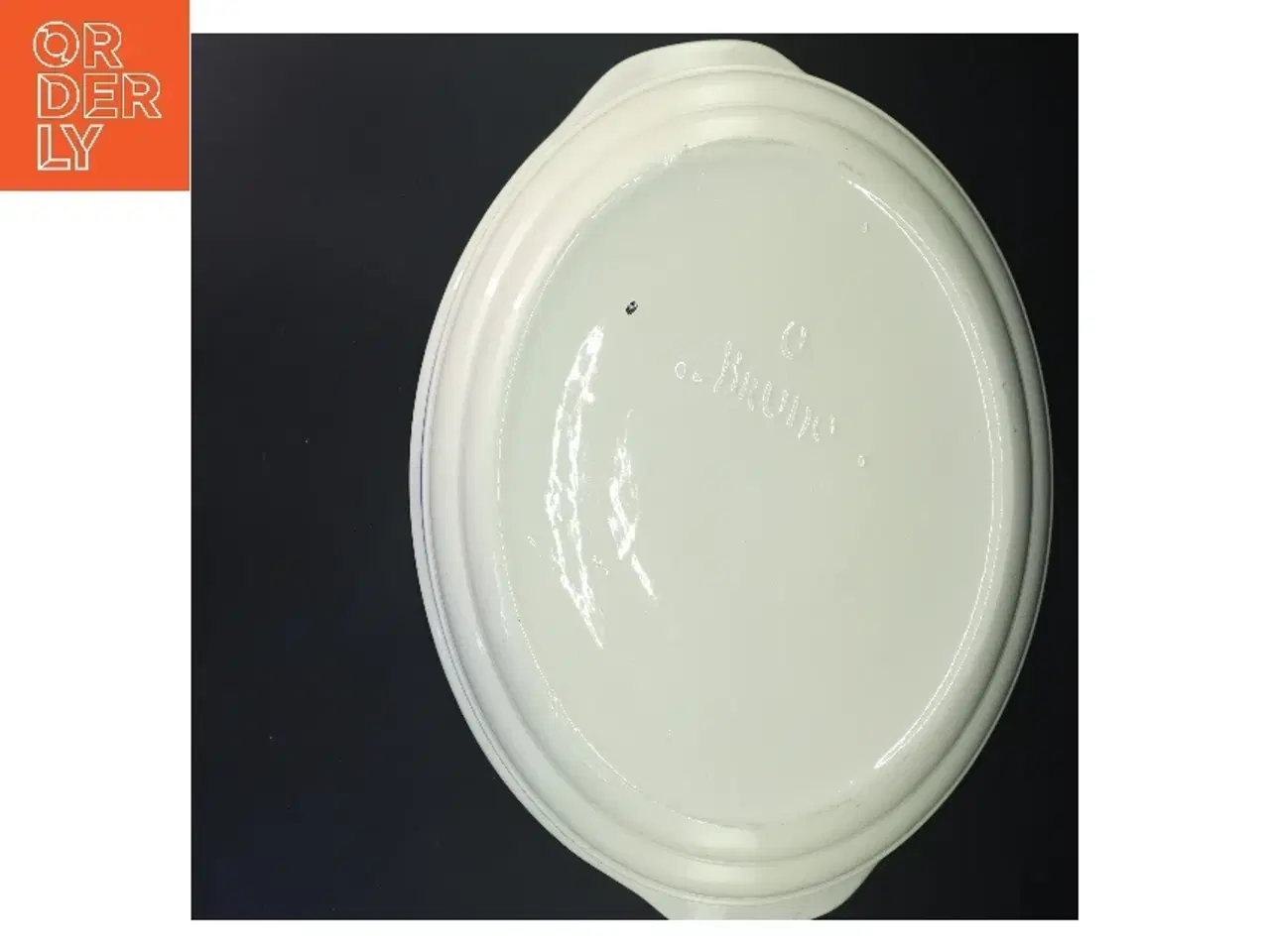 Billede 2 - Gammelt Stort fladt servanteskål med blåt mønster (str. 35x12 cm)