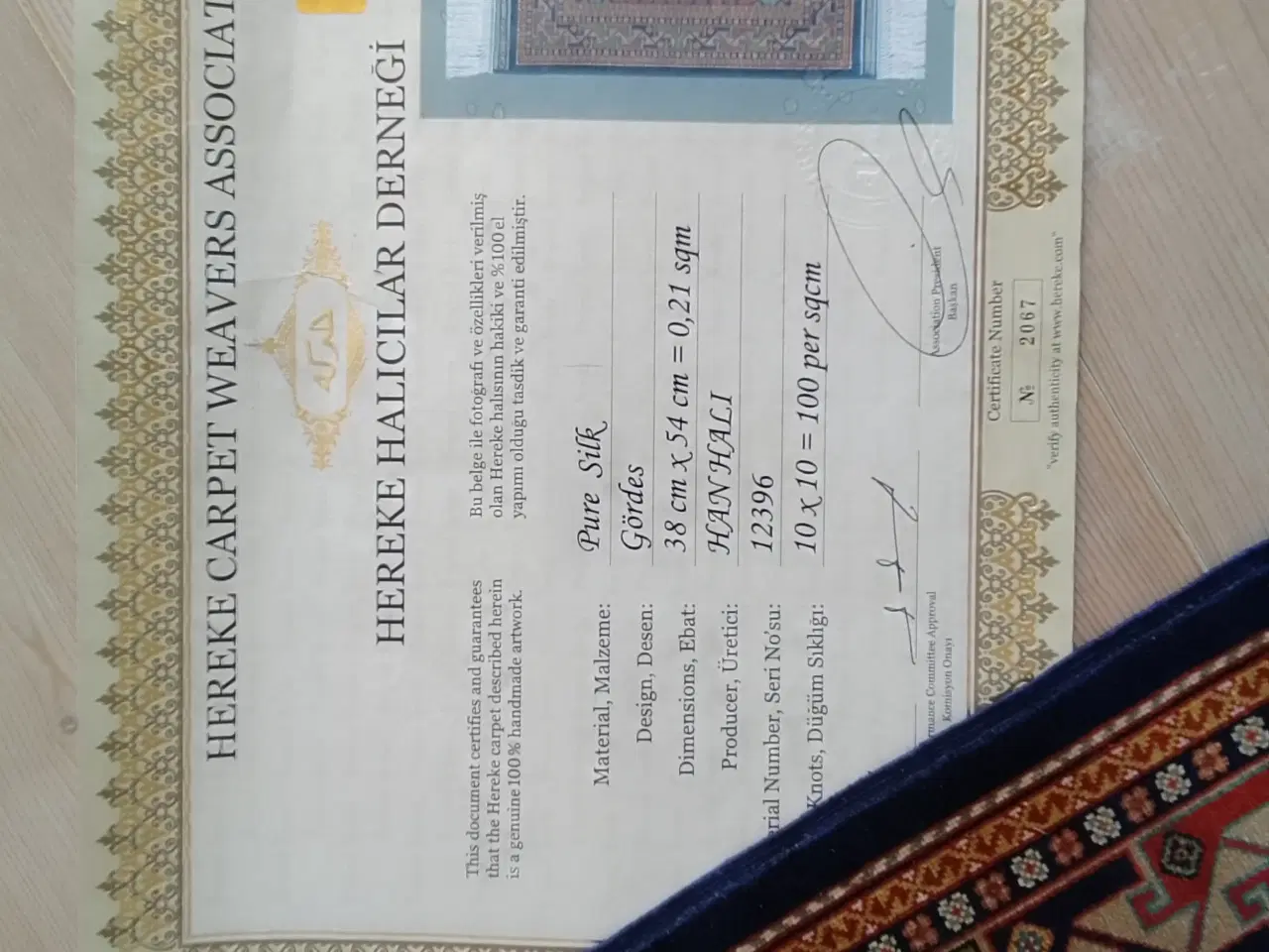 Billede 2 - HEREKE silketæppe i smukke farver - 38x54 cm