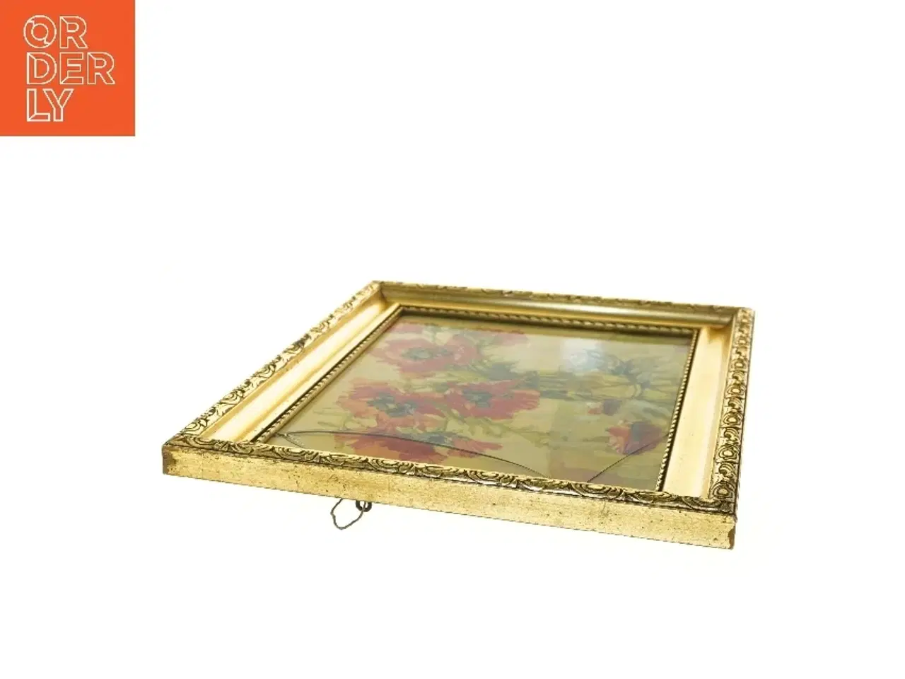 Billede 2 - Maleri med valmuemotiver i guldramme (str. 50x40 cm)