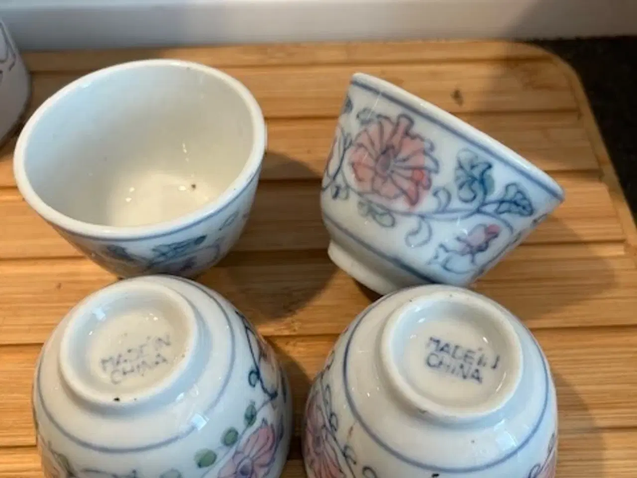 Billede 1 - 4 hvide vintage kinesiske porcelænsskåle