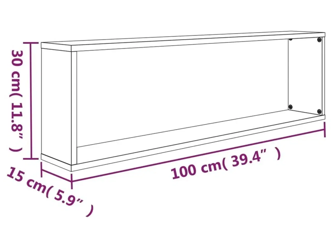 Billede 10 - Væghylder 2 stk. 100x15x30 cm konstrueret træ røget egetræ