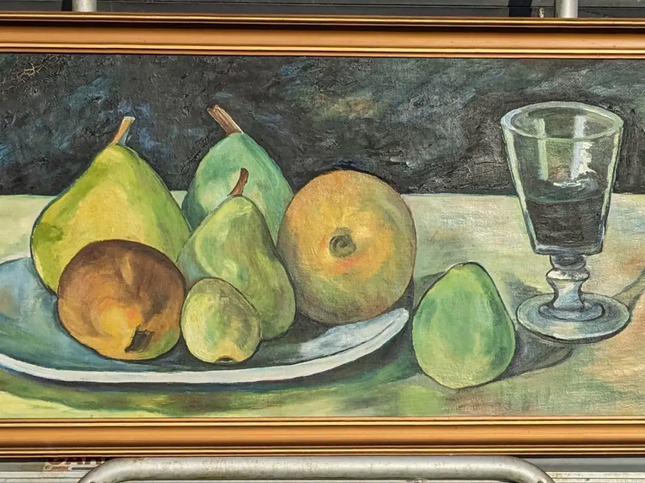Billede 1 - Opstilling med frugt og glas.