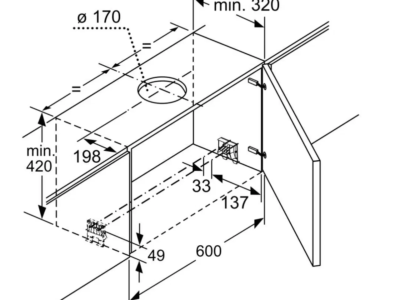 Billede 5 - Udtræks emhætte 60 cm rustfrit stål 