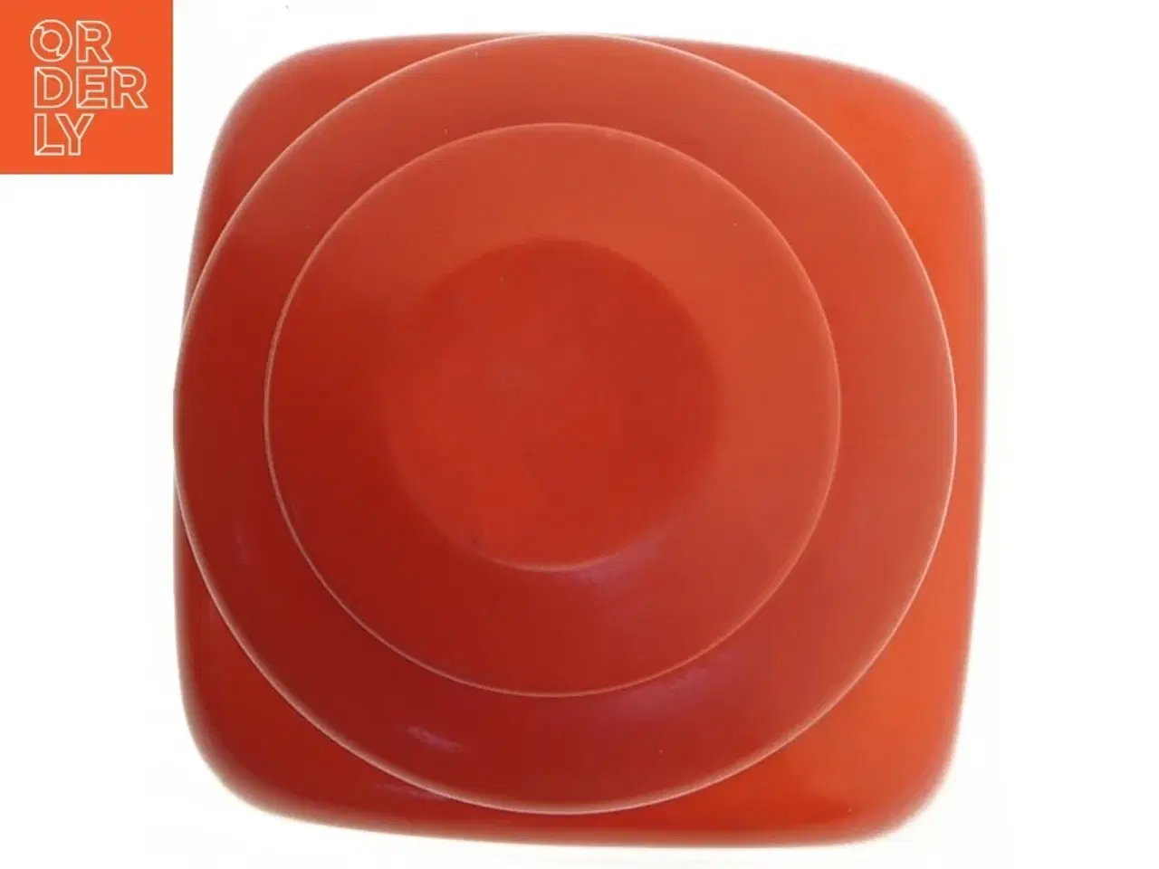 Billede 4 - Rød porcelæn beholder med låg (str. 15x9x9 cm)