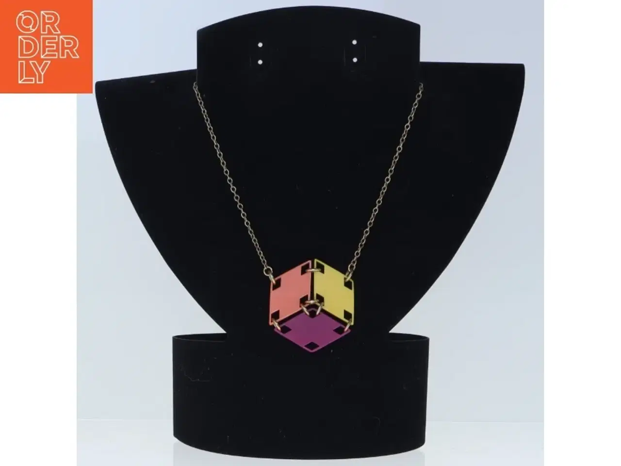 Billede 1 - Farverig geometrisk halskæde (str. 67 cm)