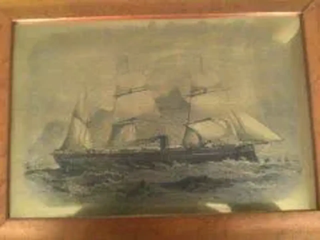 Billede 1 - Sejlskib lavet på messing maleri