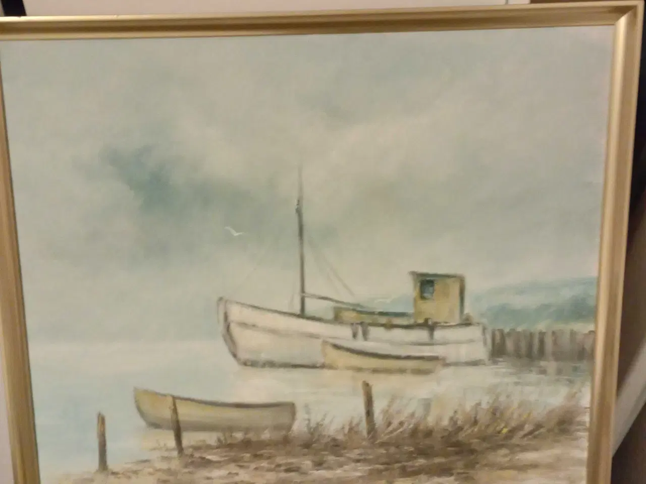 Billede 1 - Flot motiv, af båd i vandet . Kunstneren C,Julius.