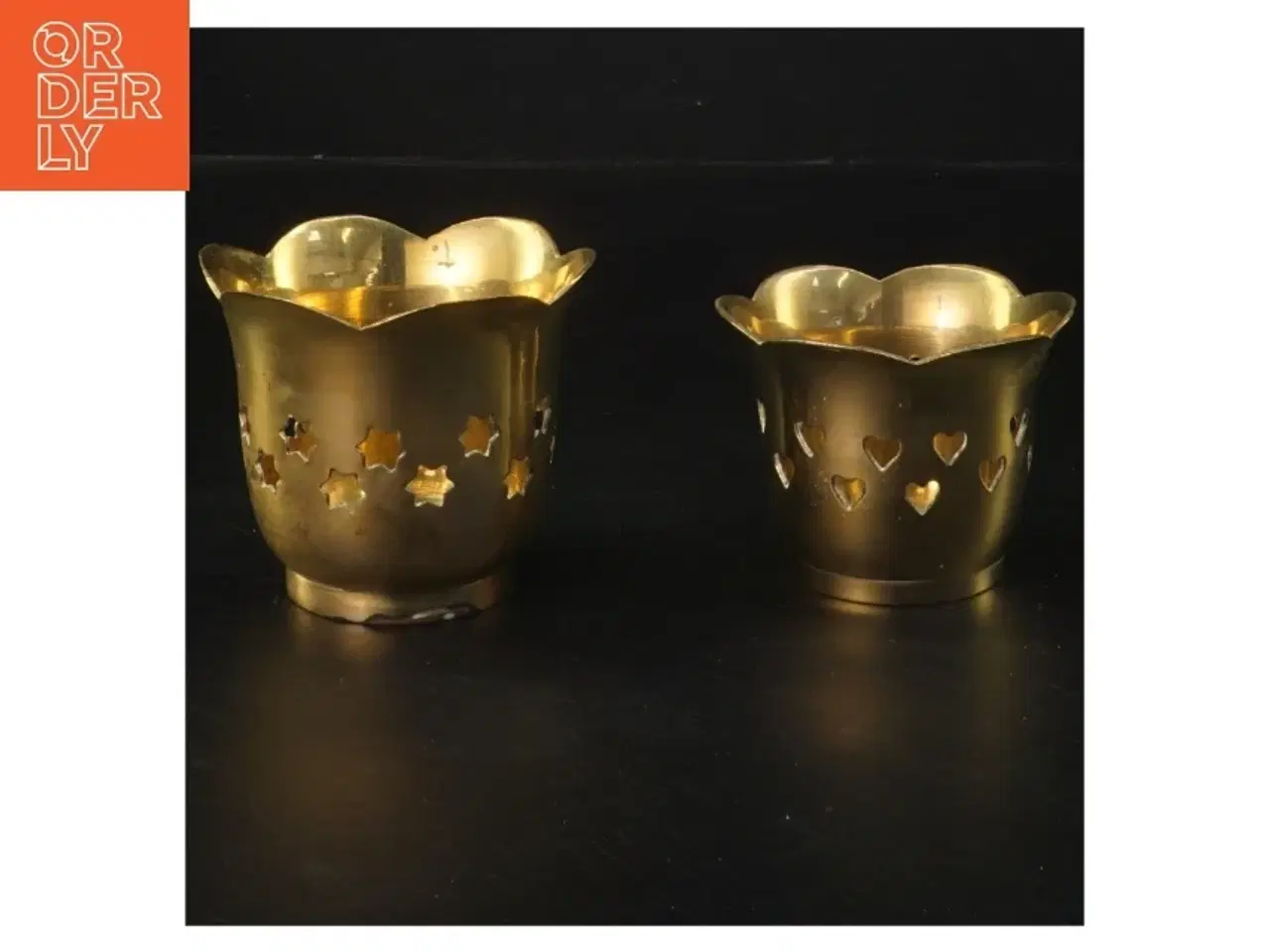 Billede 1 - Lysestager i messing (str. 7x8&5,5x7 cm)
