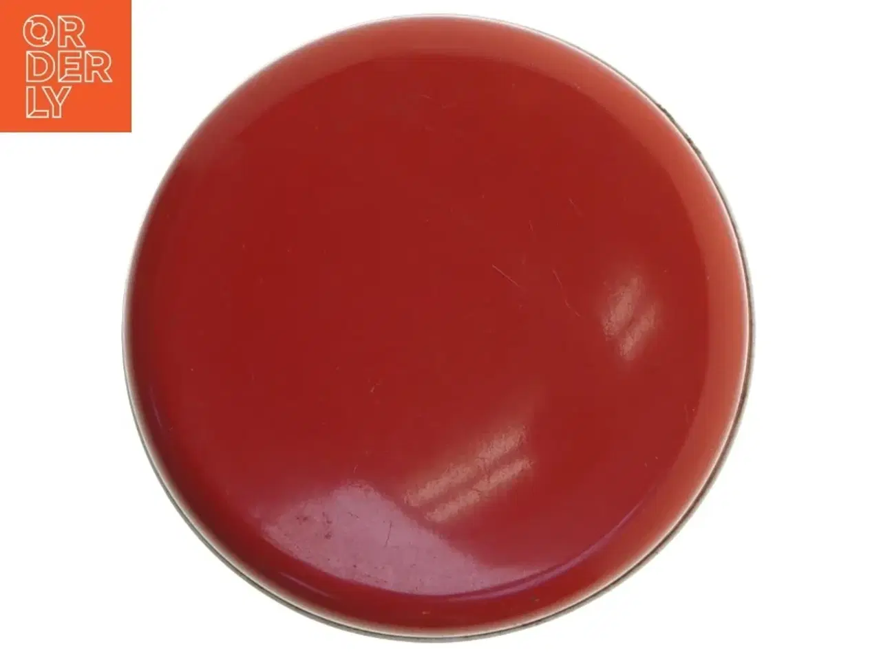 Billede 4 - Vintage Rund rød Forglemmigej blomstret metaldåse fra Sdahl (str. Ø. elve , 5 cm. længde. 17 cm)