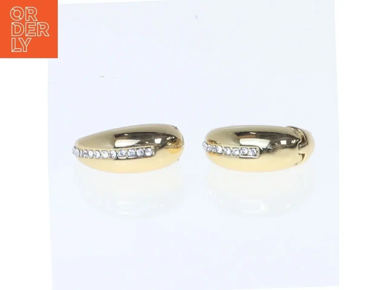 Billede 2 - Guldbelagte øreringe med sten (str. Ø 2 cm)