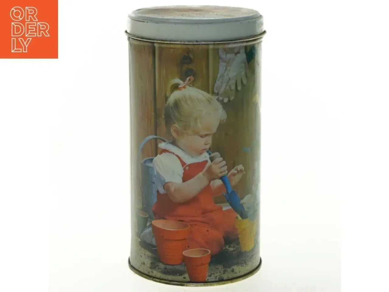 Billede 4 - Vintage Irma Rund metaldåse med børneprint (str. 19 cm)