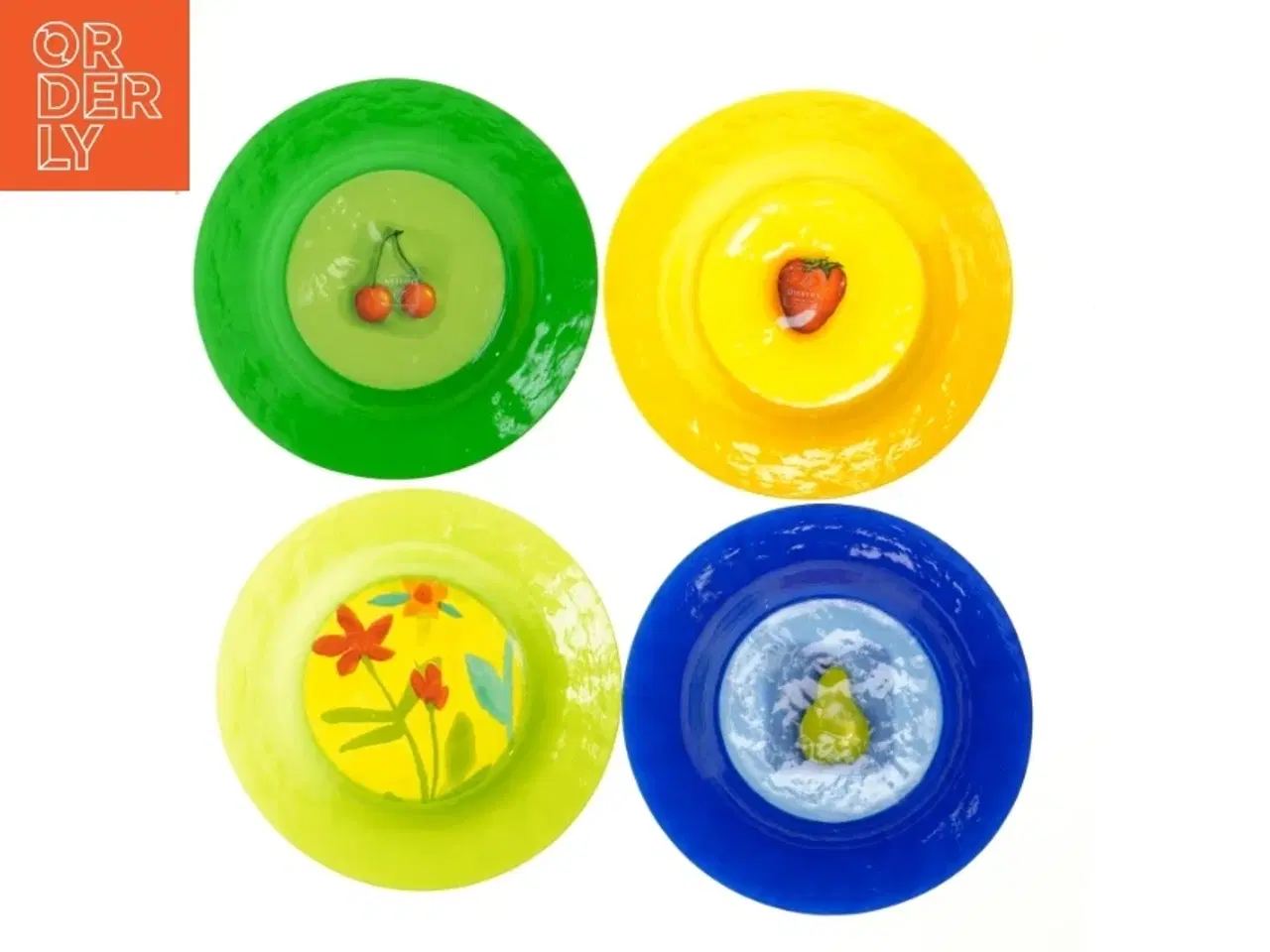 Billede 2 - Farvede desserttallerkener med motiv fra Dibbern (str. Ø 21 cm)