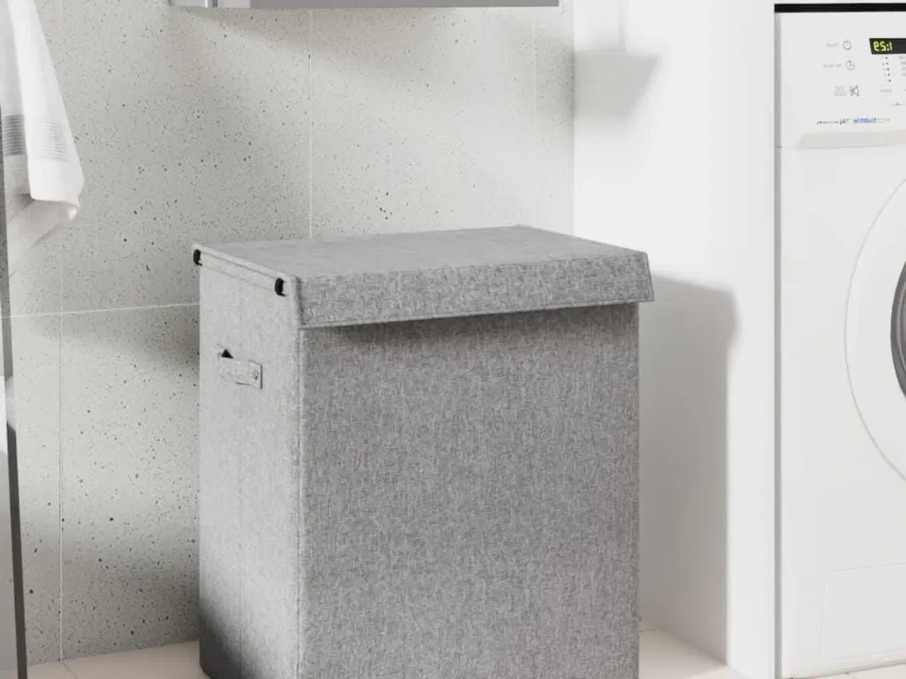 Billede 1 - Foldbar vasketøjskurv 51x34,5x59 cm kunstigt linned grå