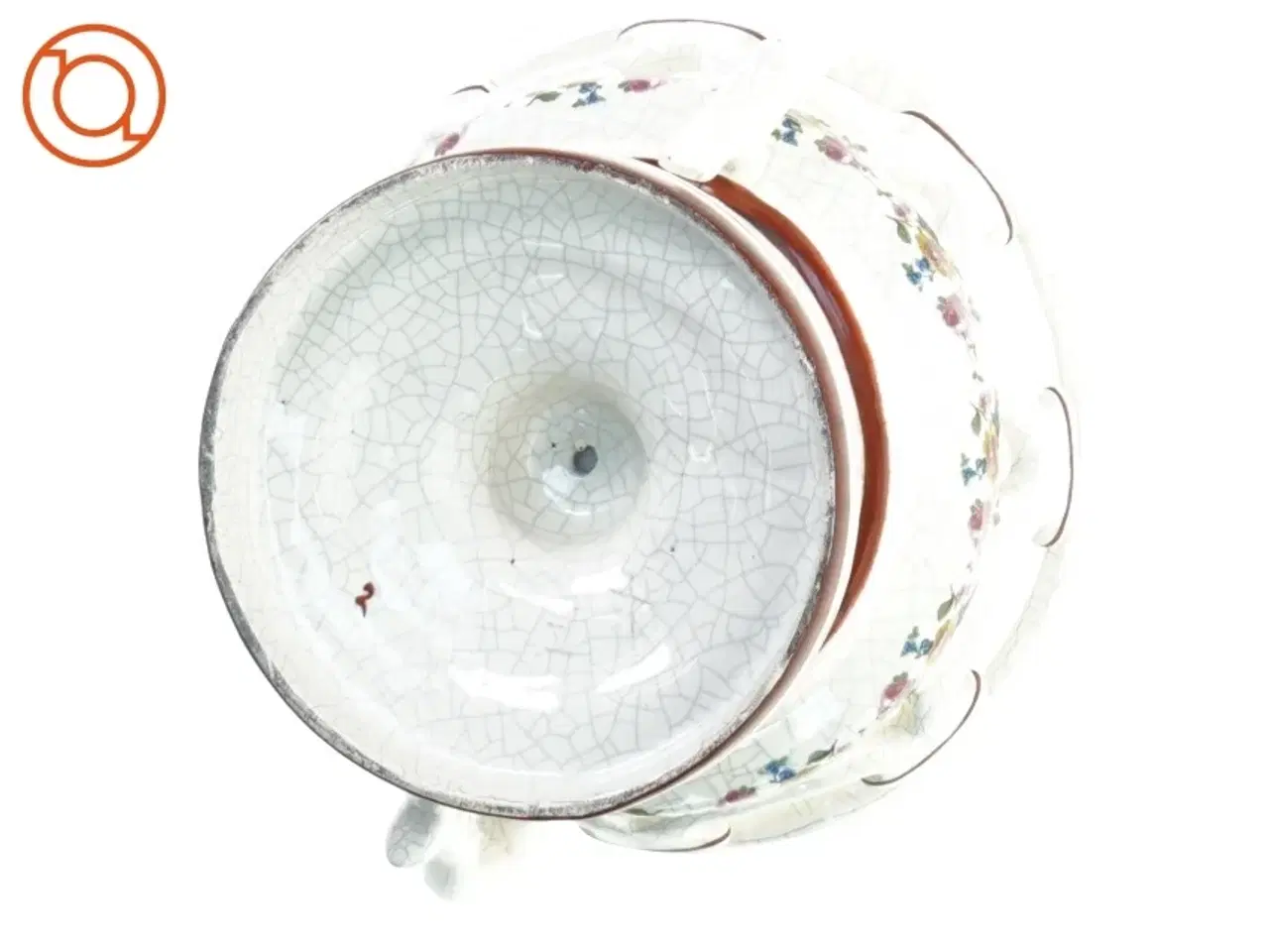 Billede 3 - Opsats i porcelæn med blomstermotiv. (Højde 15 cm. Bredde 20 cm.)