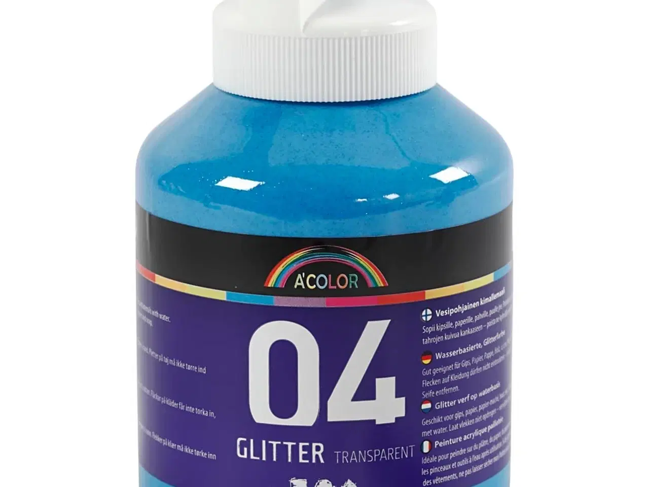 Billede 1 - Glitter Akrylmaling Blå 500ml - Strålende Effekt