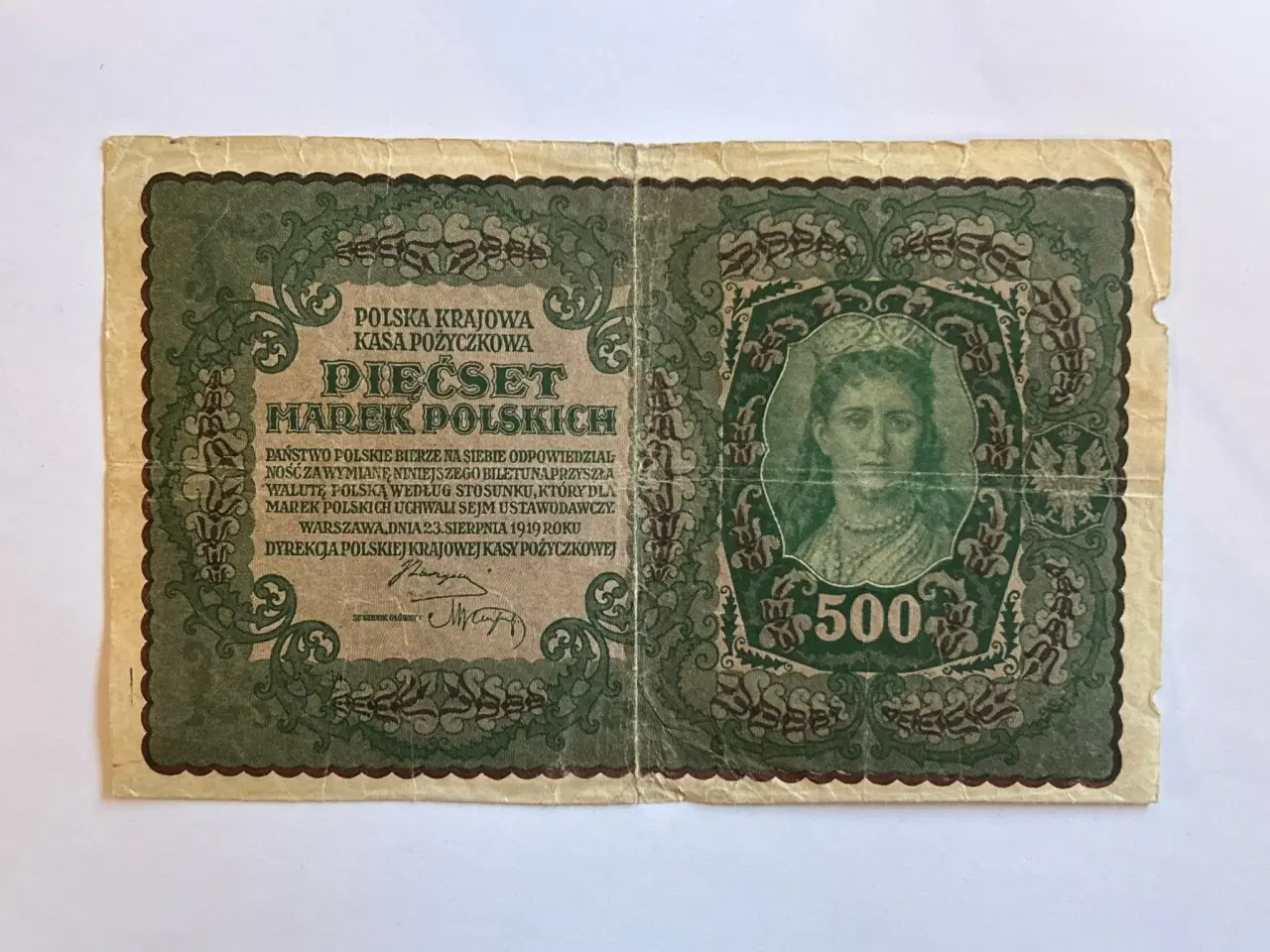 Billede 1 - 500 Marek Poland 1919 - Rare - Bad condition