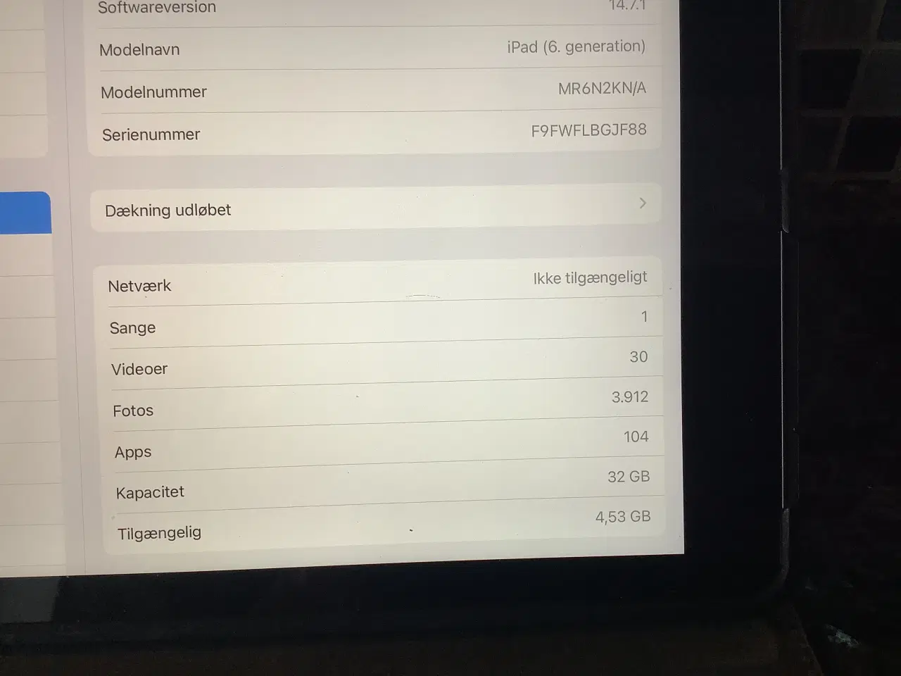 Billede 2 - Ipad 32 GB. 6. Generationer