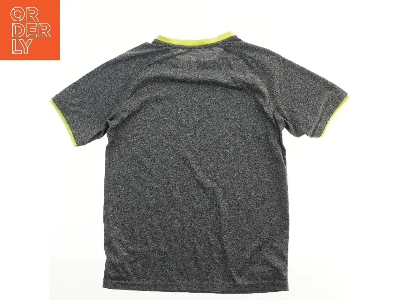 Billede 2 - Grå t-shirt med grønne detaljer fra H&M sport (str. S)