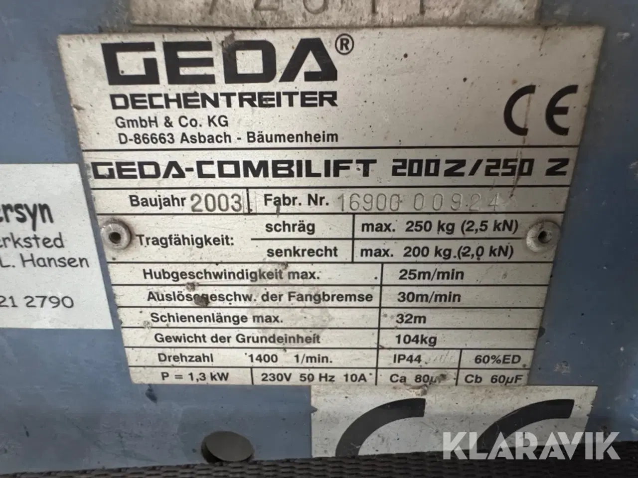 Billede 5 - Bygge/materialehejs Geda Combilift 200Z/250Z
