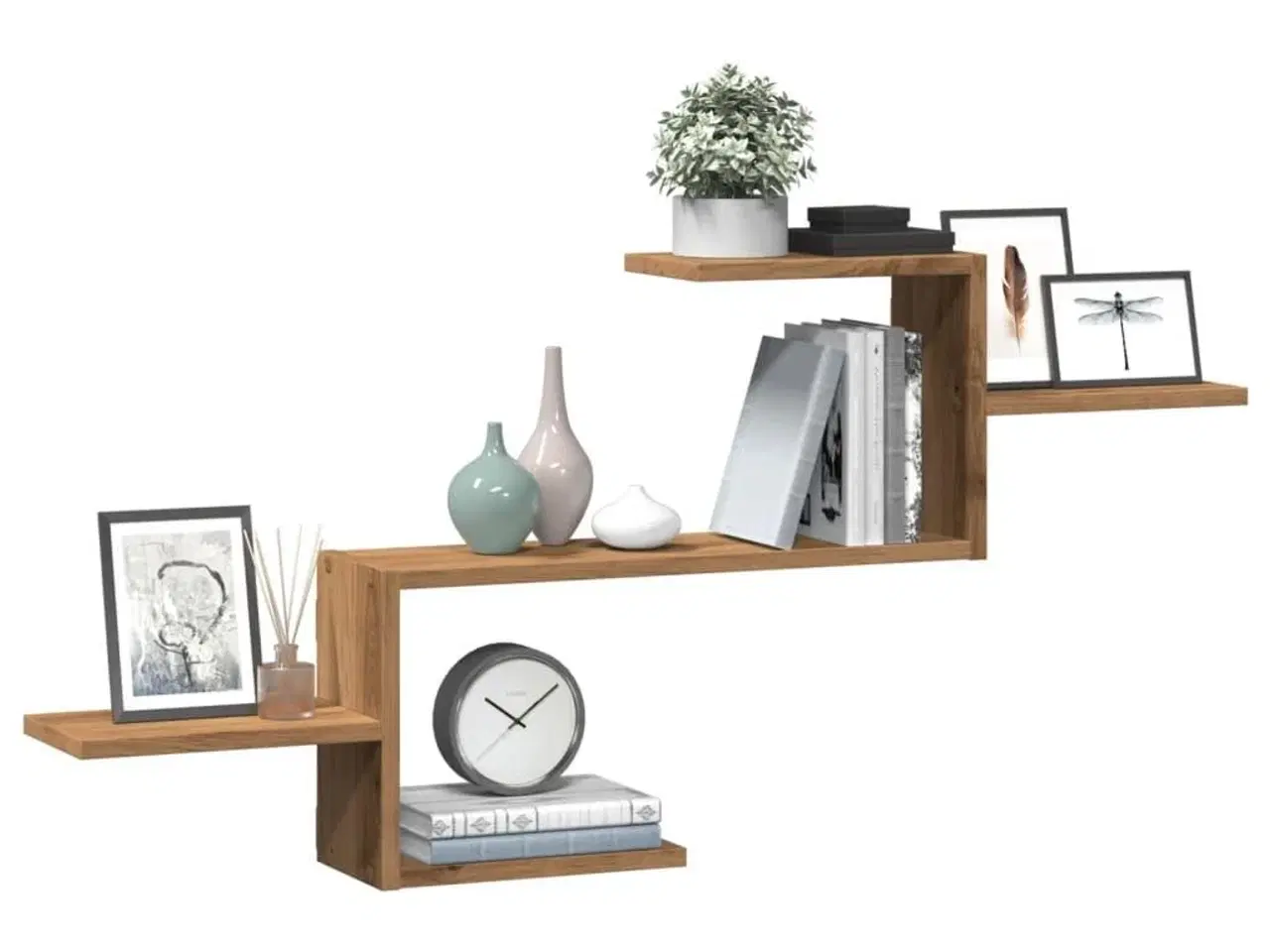 Billede 3 - Væghængt 104x15x49 cm konstrueret træ egetræsfarve