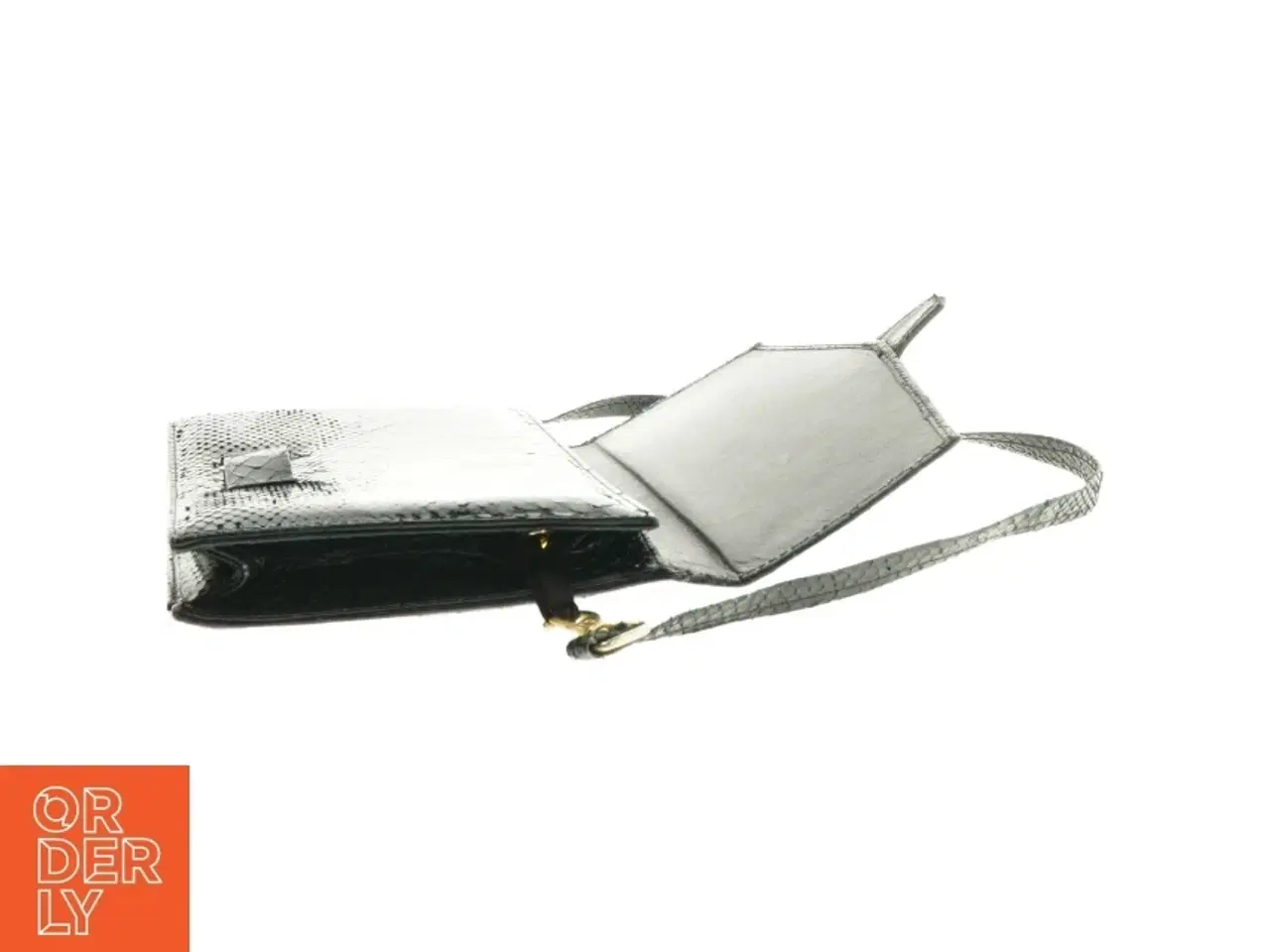 Billede 5 - Sort slangeskindstaske/clutch (str. 25 x 16,5 cm)