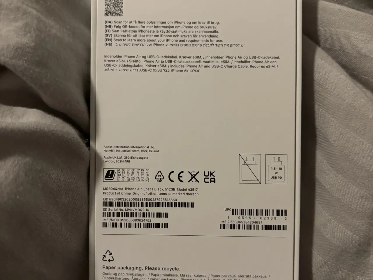 Billede 4 - SORT UÅBNET IPHONE AIR 512 GB - SKARP PRIS.