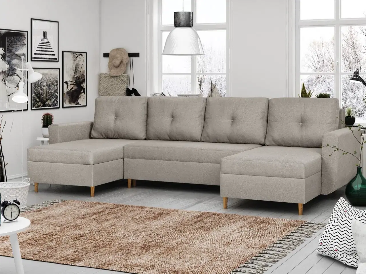 Billede 4 - DORIS-U Hjørnesofa med sovefunktion Beige