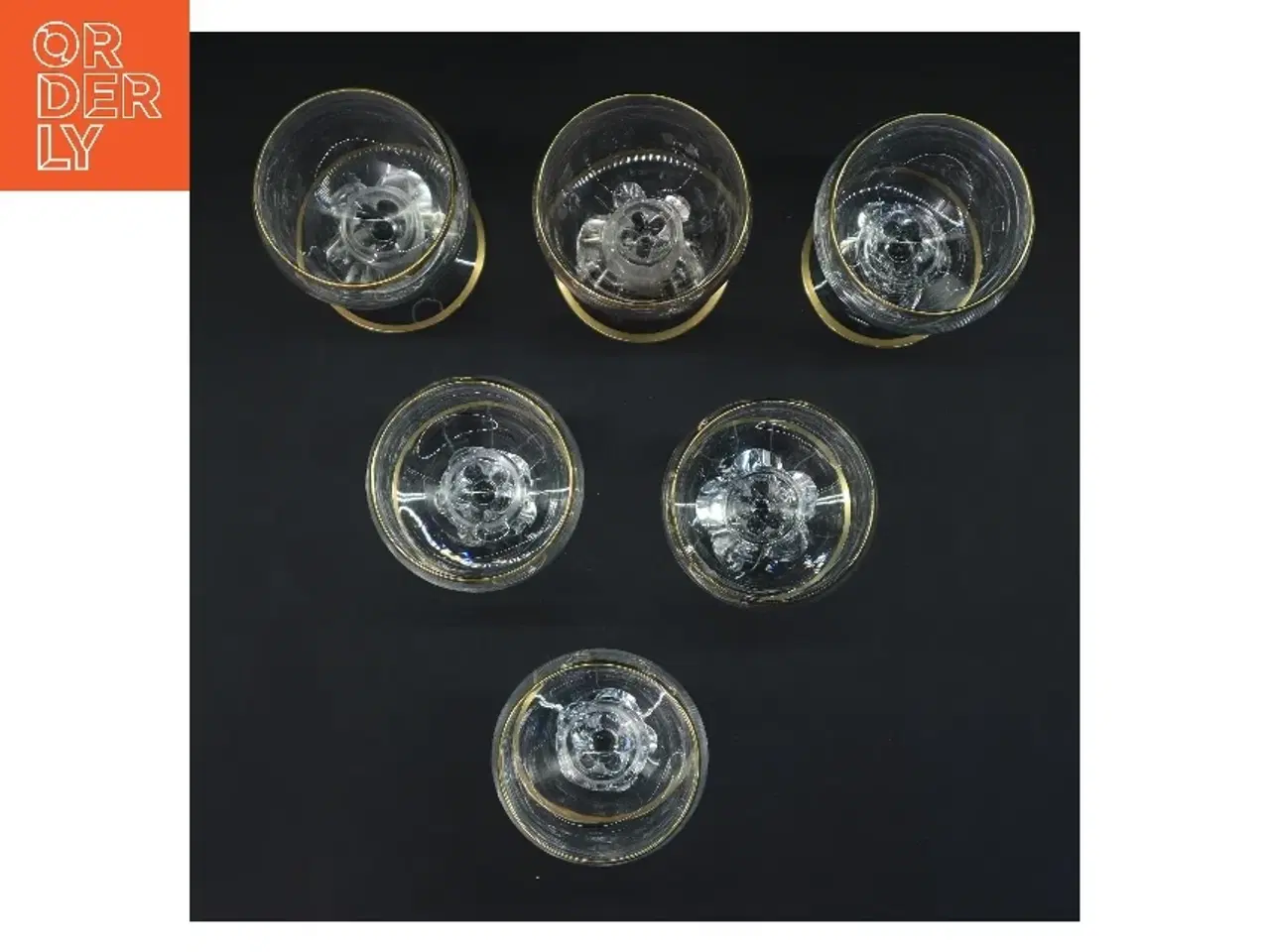 Billede 3 - 6 stk glas med guldkant (str. 6 stk Ø 7 cm længde 13 cm)