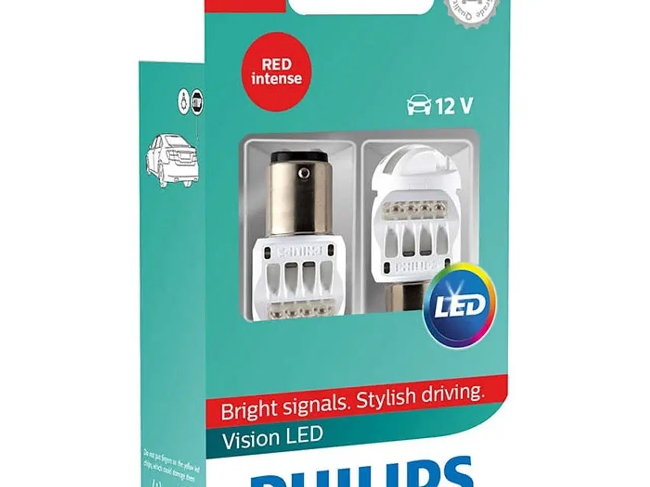 Billede 1 - Philips Vision P21/5W 12V LED stop rød - Sæt