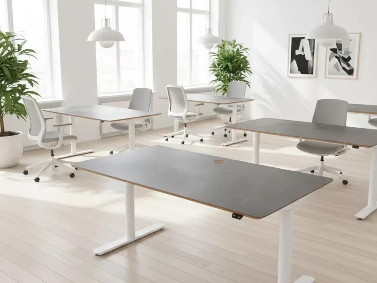 Billede 2 - Hæve/sænkebord – Grå/Hvid 160x80 cm