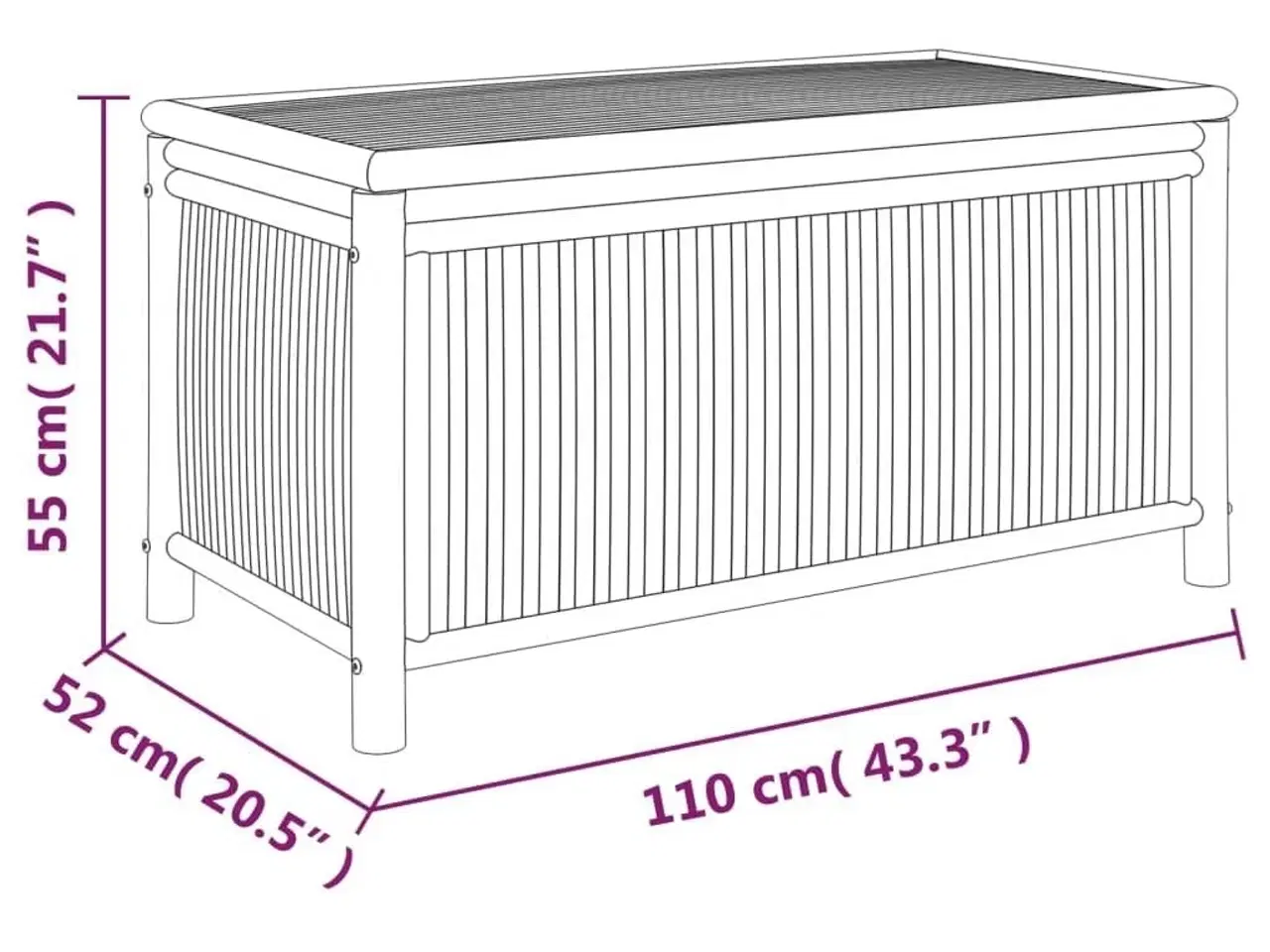 Billede 8 - Opbevaringskasse til haven 110x52x55 cm bambus