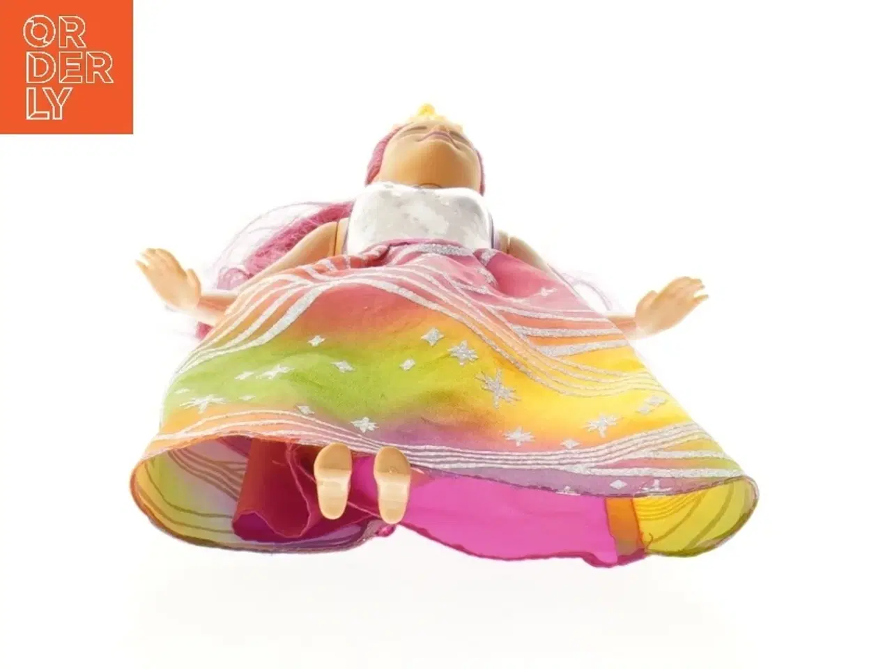 Billede 3 - Brugt modedukke med farverig kjole fra Barbie (str. 32 cm)