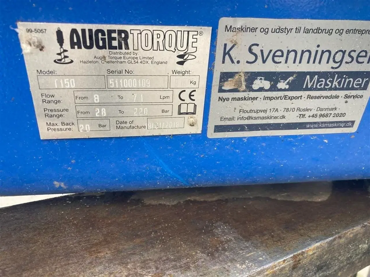 Billede 20 - Auger Torque T 150 Monteret med ophæng der passer på Hydrema skift