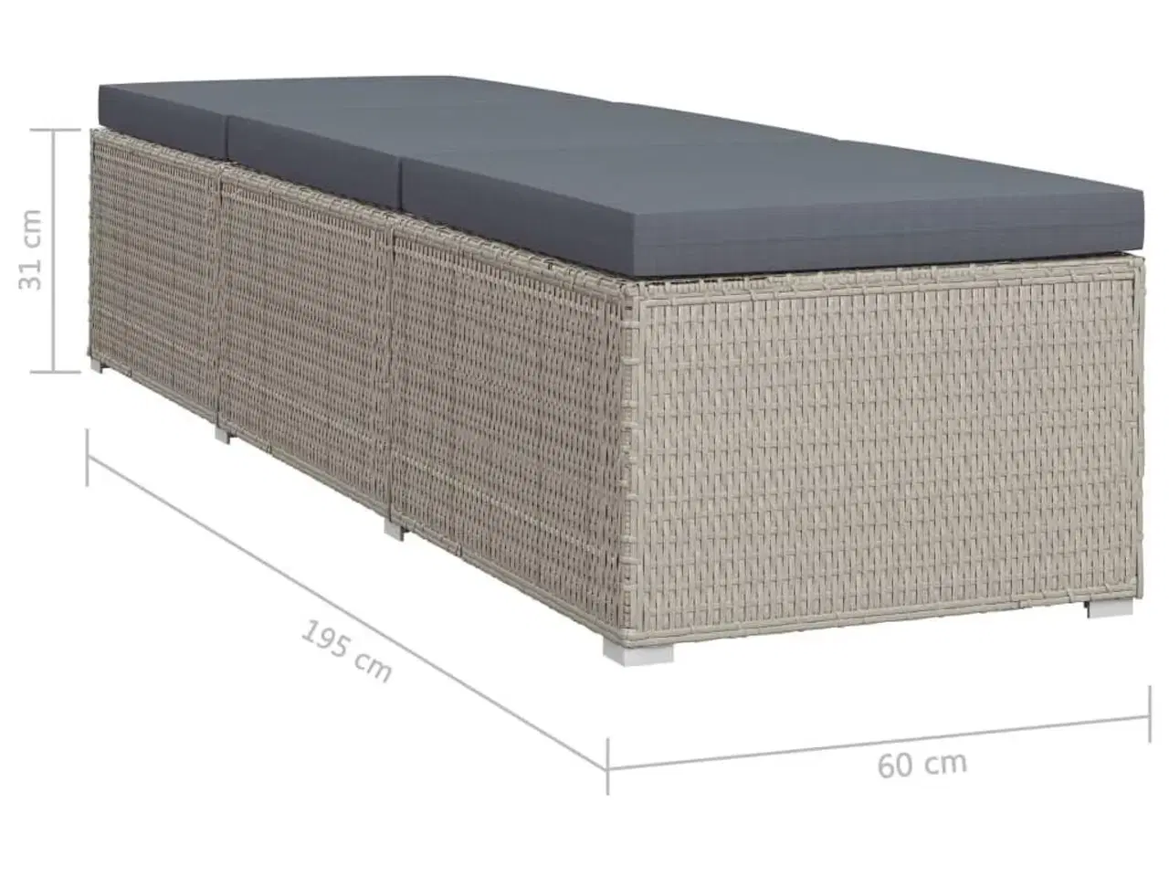 Billede 9 - Liggestol med hynde polyrattan grå